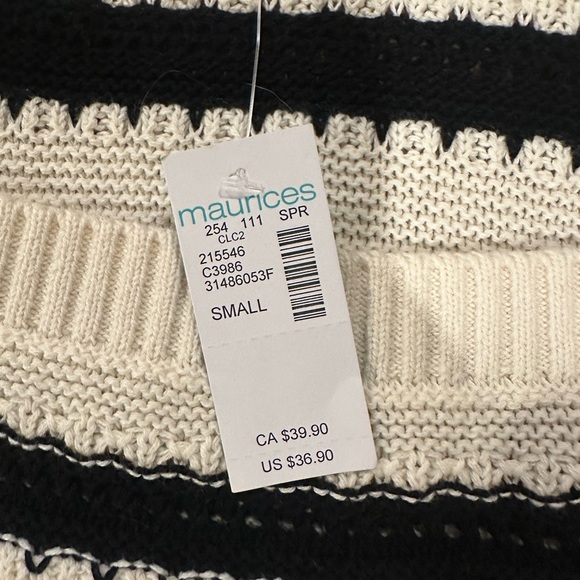 Maurices Cream and Black Striped Square Neck Sweater - Picture 6 of 8